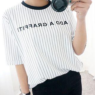 Letter Pinstripe Short-sleeve T-shirt