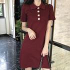 Short-sleeve Knit Polo A-line Dress