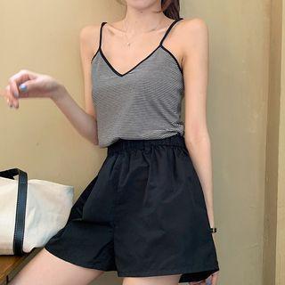 Spaghetti Strap Striped Top / Wide-leg Shorts
