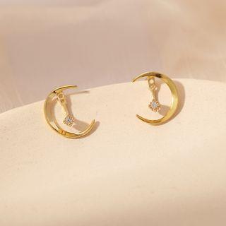 Moon Stud Earring Stud Earring - 1 Pair - Moon - Gold - One Size