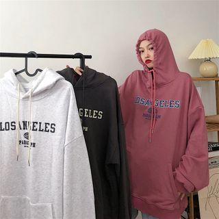 Letter Print Long Sleeve Loose-fit Hoodie