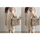 3/4-sleeve Faux-pearl Dress