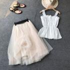 Set: Lace Top + Mesh Skirt