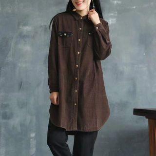 Long-sleeve Collared Corduroy Shirt