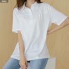 Shirred-trim Cotton Polo Shirt