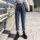 High Waist Loose Fit Tapered Jeans