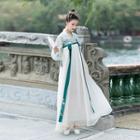Set: Long-sleeve Hanfu Top + Strapless Maxi Dress