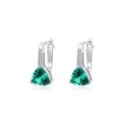 Sterling Silver Fashion Simple Geometric Triangle Green Cubic Zirconia Stud Earrings Silver - One Size
