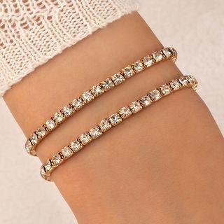 Set Of 2: Rhinestone Tennis Bracelet