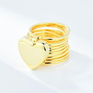 Two-way Layered Heart Ring Bracelet 1 Pc - Gold - One Size
