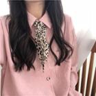 Leopard Bow Long-sleeve Loose-fit Shirt