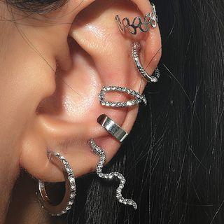 Set Of 6: Rhinestone / Alloy Earring (various Designs) 01 - Set Of 6 - Silver - One Size