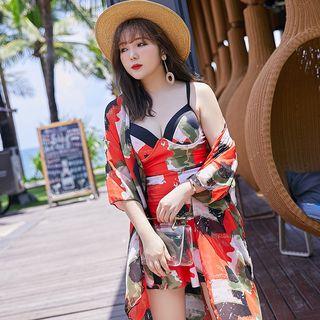 Set: Floral Swim Dress + Cover Up