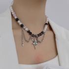 Beaded Faux Pearl Star Necklace Necklace - White - One Size