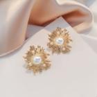 Faux Pearl Alloy Earring 1 Pair - E1973 - Gold - One Size
