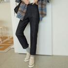 Band-waist Straight-cut Jeans Dark Blue - One Size
