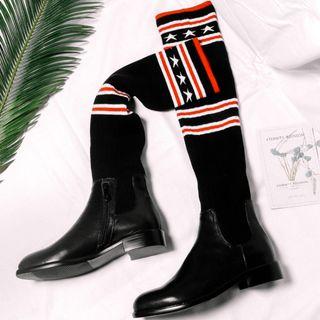 Striped Knit Panel Tall Boots