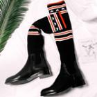 Striped Knit Panel Tall Boots
