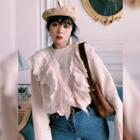 Lace Panel Ruffled Pullover