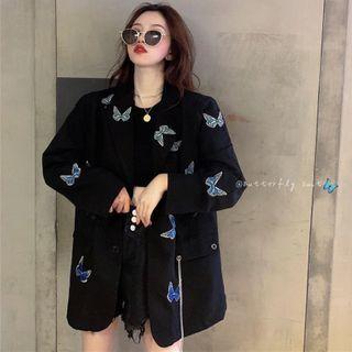 Butterfly Embroidery Blazer As Shown In Figure - One Size