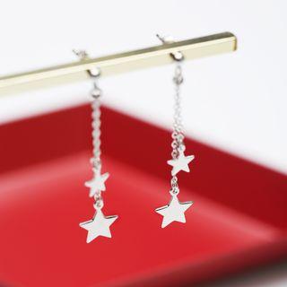 925 Sterling Silver Double Star Fringed Earring