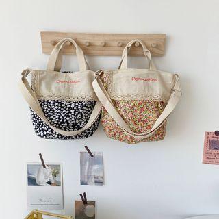 Floral Print Lace Trim Lunch Bag