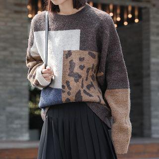 Leopard Panel Sweater