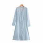 Long-sleeve Paisley Print Midi A-line Dress