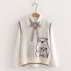 Bear Sweater Vest / Bow Blouse