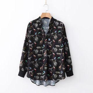 Long Sleeve Animal Print Shirt
