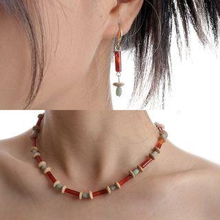 Faux Gemstone Bracelet / Drop Earring