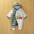 Applique Striped Panel Padded One-piece
