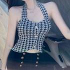 Houndstooth Halter Top Houndstooth - Black & White - One Size