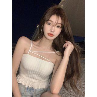 Strappy Ruffle Hem Crop Top