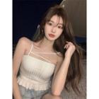 Strappy Ruffle Hem Crop Top
