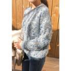 Wool Blend Multicolor Sweater Sky Blue - One Size