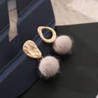 Non-matching Pom Pom Earring 1 Pair - 925 Silver - As Shown In Figure - One Size