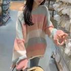 Striped Sweater Stripe - Light Blue & Pink & White - One Size