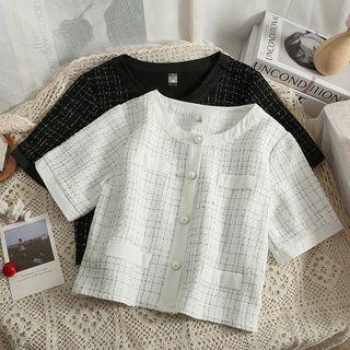 Short-sleeve Tweed Shacket