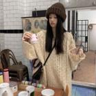 Plain Cable Knit Loose Fit Long Knit Top Milky White - One Size