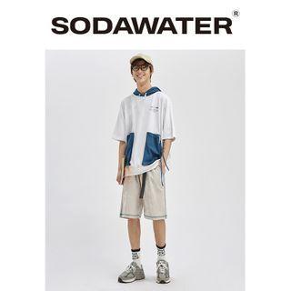 Colorblock Hooded Sweatshirt / Stitched Shorts