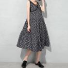 Sleeveless Floral Midi A-line Dress Black - One Size