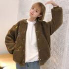 Embroidered Button Fleece Jacket