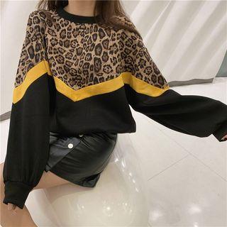 Leopard Print Panel Sweatshirt