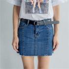 Inset Shorts Denim Mini Skirt With Belt