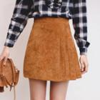 Corduroy A-line Mini Pleated Skirt