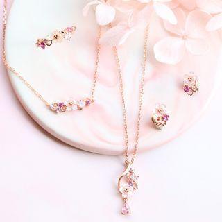 Gemstone Floral Pendant Necklace / Bracelet / Stud Earring / Clip-on Earring / Ring (various Designs)