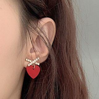 Rhinestone Cross Alloy Heart Dangle Earring
