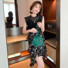 Lace Sleeveless Top / Camisole Top / Floral Ruffle Trim Midi Skirt / Set