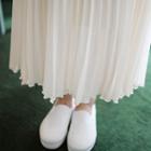 Band-waist Pleated Chiffon Long Skirt